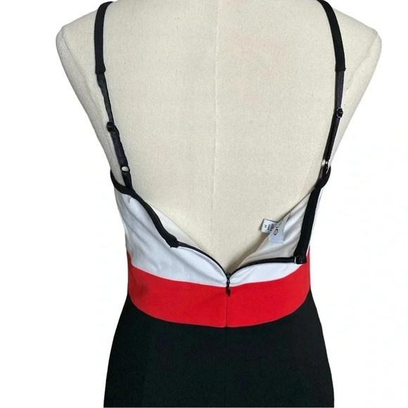 BEBE | Black/White/RedColor Blocked Bodycon Corset Mini Cocktail Dress Size M - Picture 7 of 10